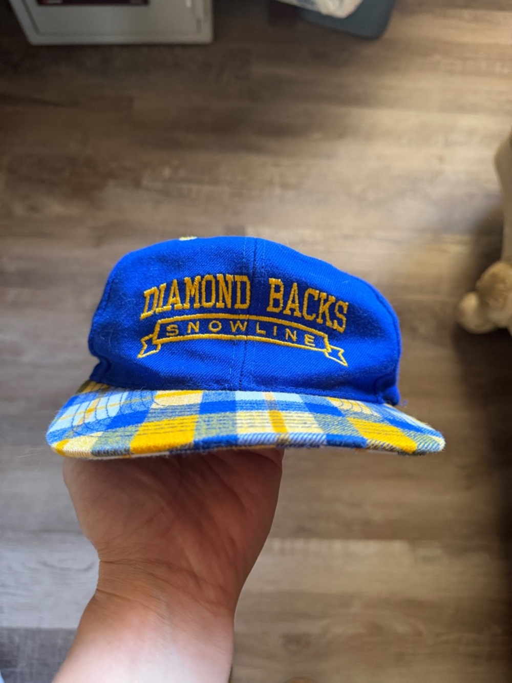 OTTO Wool Kids Royal Blue & Yellow Plaid Diamond Backs Snowline Cap